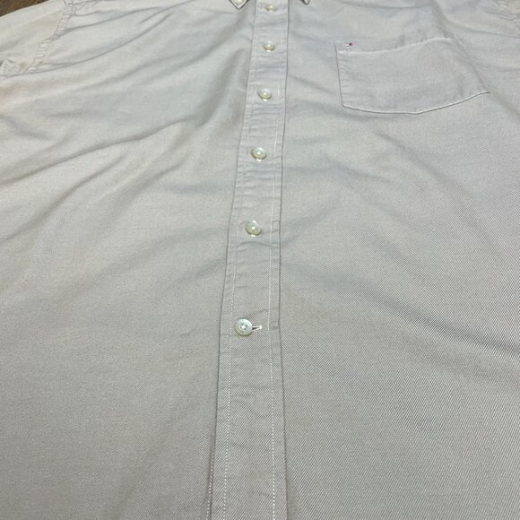 Men's TOMMY HILFIGER 80's 2 Ply Fabric Button-Down Dress Shirt Tan- Size XL - Picture 7 of 10